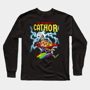 Cat Thor mighty Cat lightning caped Kitty comic Long Sleeve T-Shirt